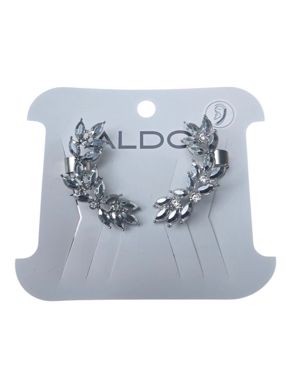 Aldo Silver Crystal Leaf Ear Crawlers
